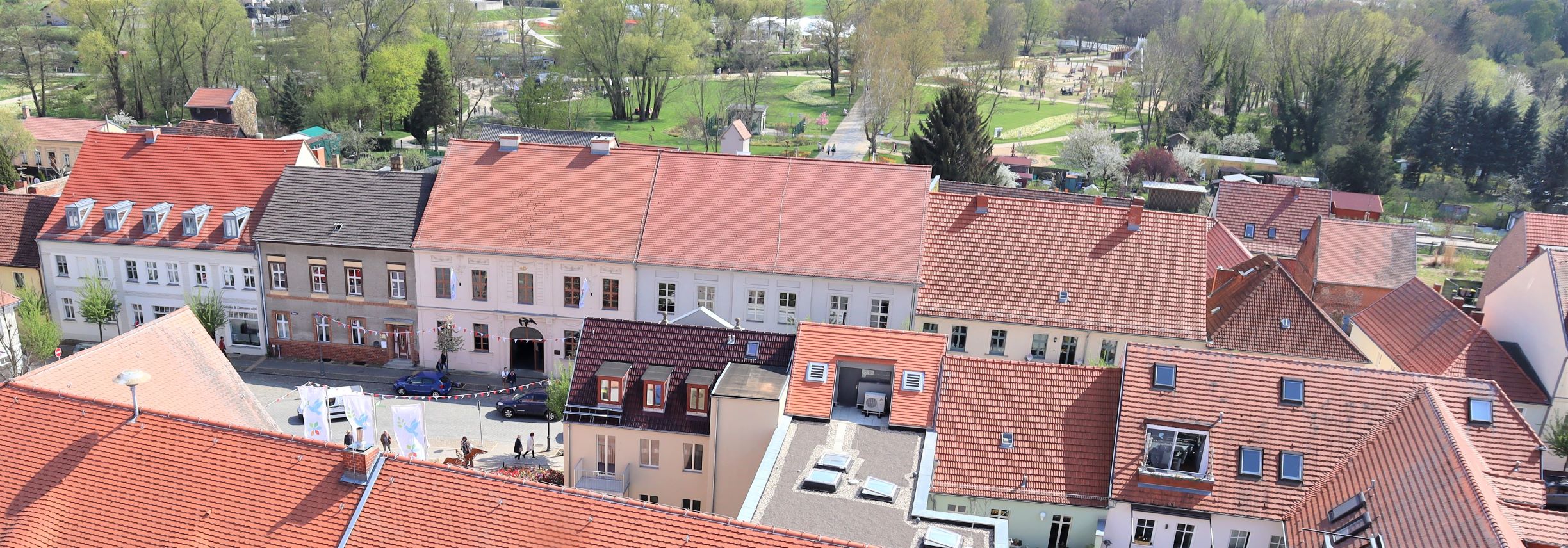 Luftbild der Beelitzer Altstadt und des Stadtparkes