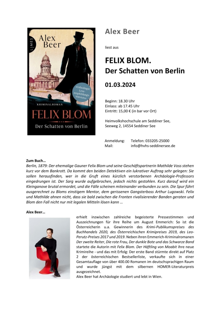 Information Lesung zu Felix Blom